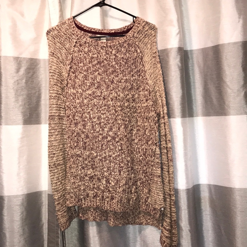 Maroon and cream sweater